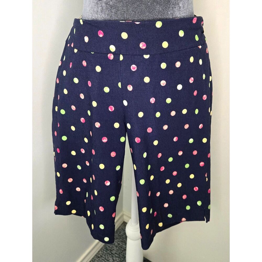Zac & Rachel Navy Polka Dot Knee‑Length Shorts – Size 8